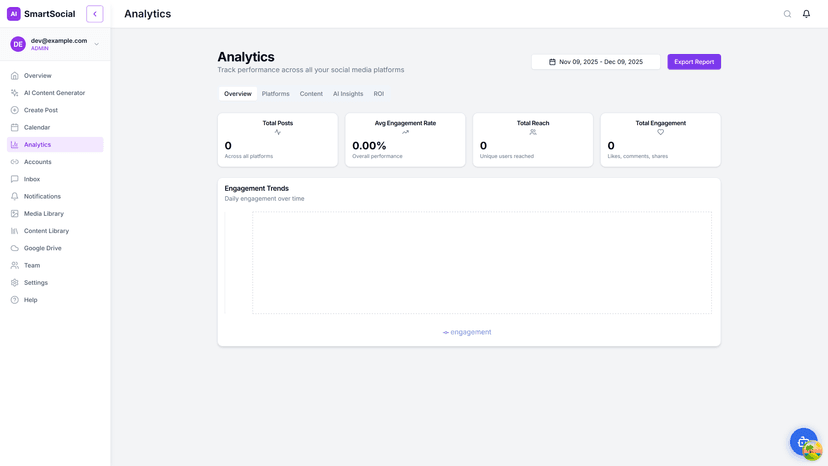 SmartSocial analytics dashboard